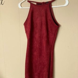 Suede Asymmetrical Mini Dress